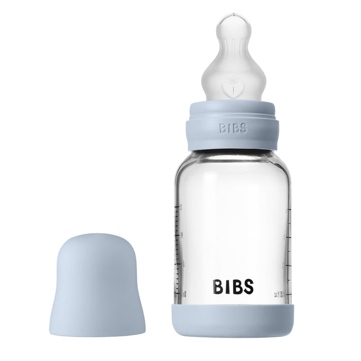 Glerflaska, 120 ml, Sílikon, Baby Blue