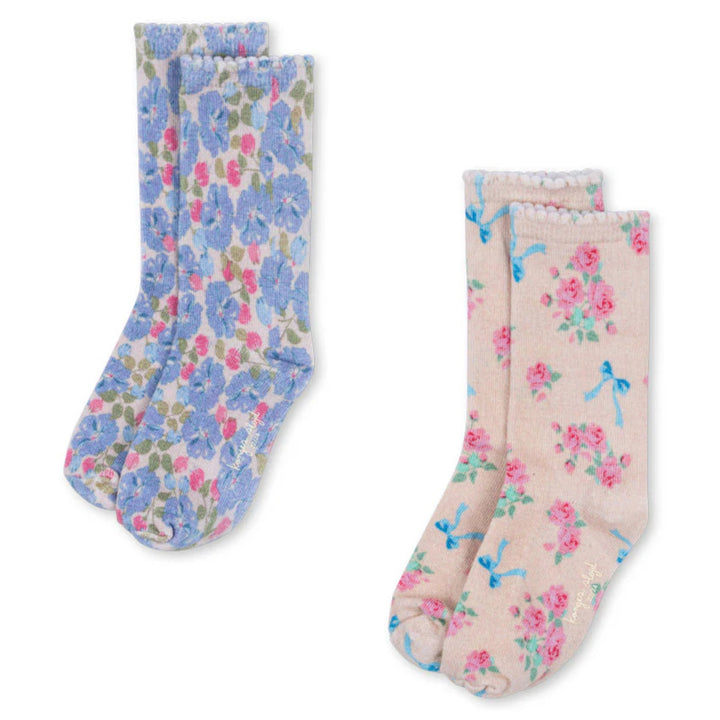 Sokkar, 2 pør, Blue Flowers