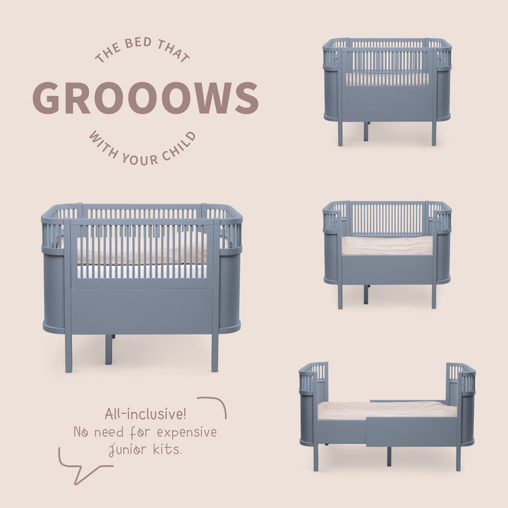 Sebra rúm, Baby og Junior, Forest Lake Blue