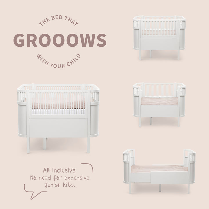 Sebra rúm, Baby og Junior, Classic White