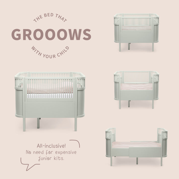 Sebra rúm, Baby og Junior, Mist Green