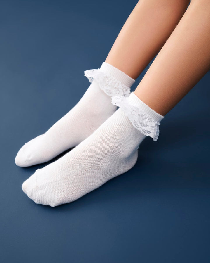 Blúndusokkar, White