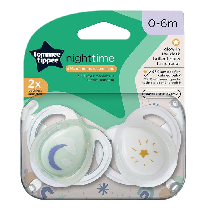 Night Time snuð, 0–6 mánaða, 2 stk