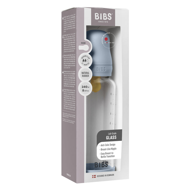 Glerflaska, 240 ml, Latex, Baby Blue