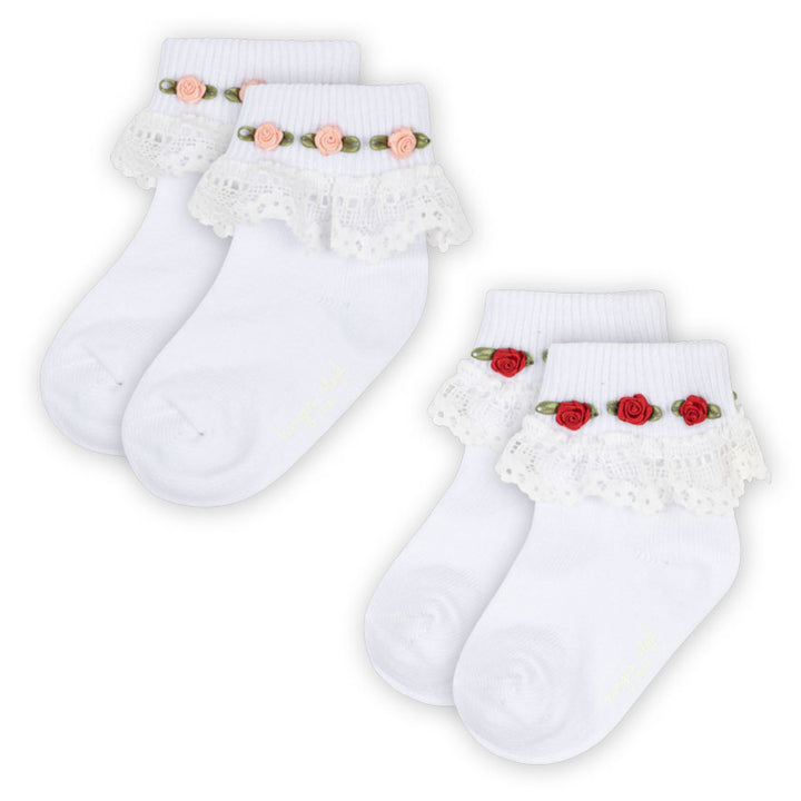 Blúndusokkar, 2 pör, Optic White