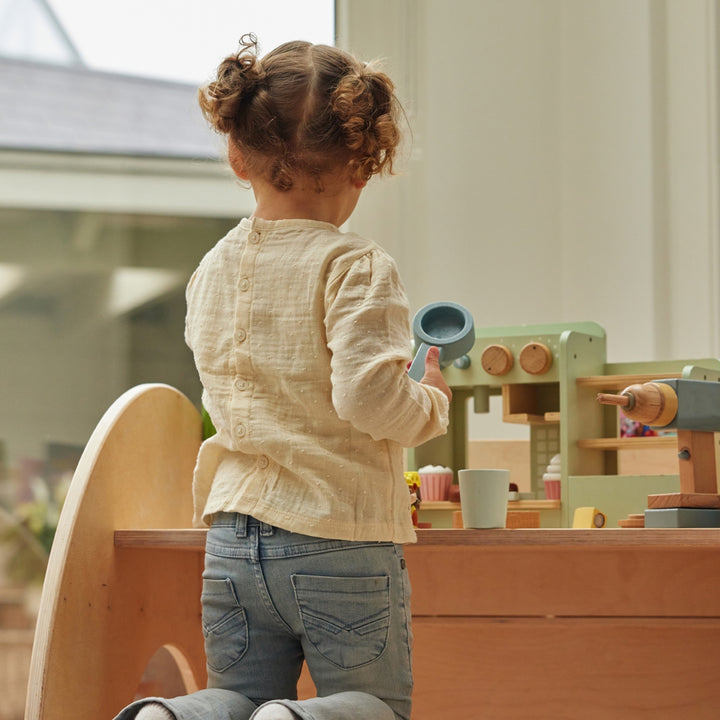 Flared gallabuxur, Denim Blue