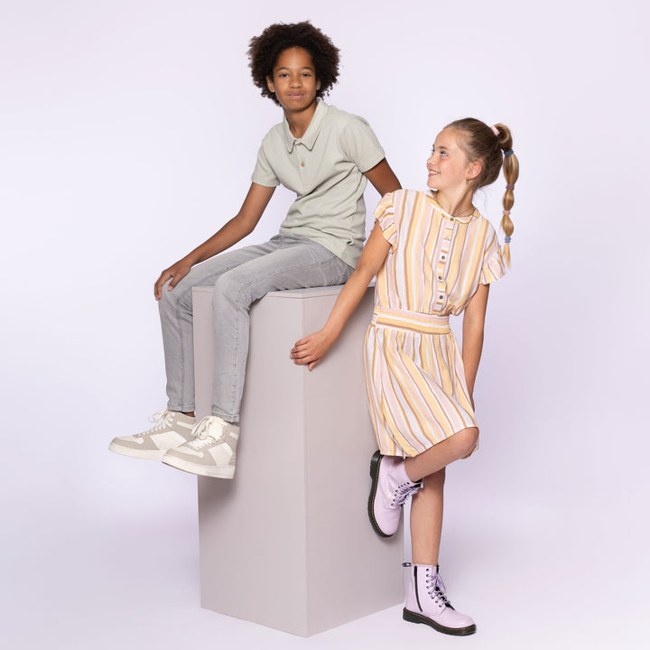 Tapered gallabuxur, Denim Grey