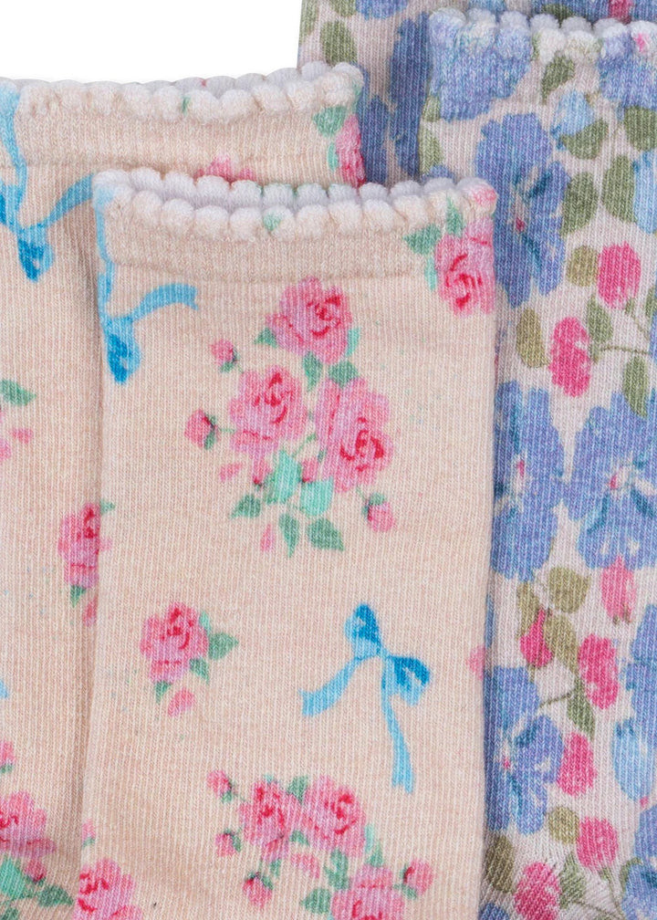 Sokkar, 2 pør, Blue Flowers