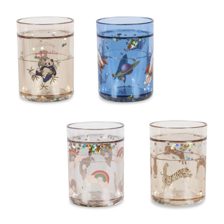 Glitter Cup, 4 stk, Blue Mix