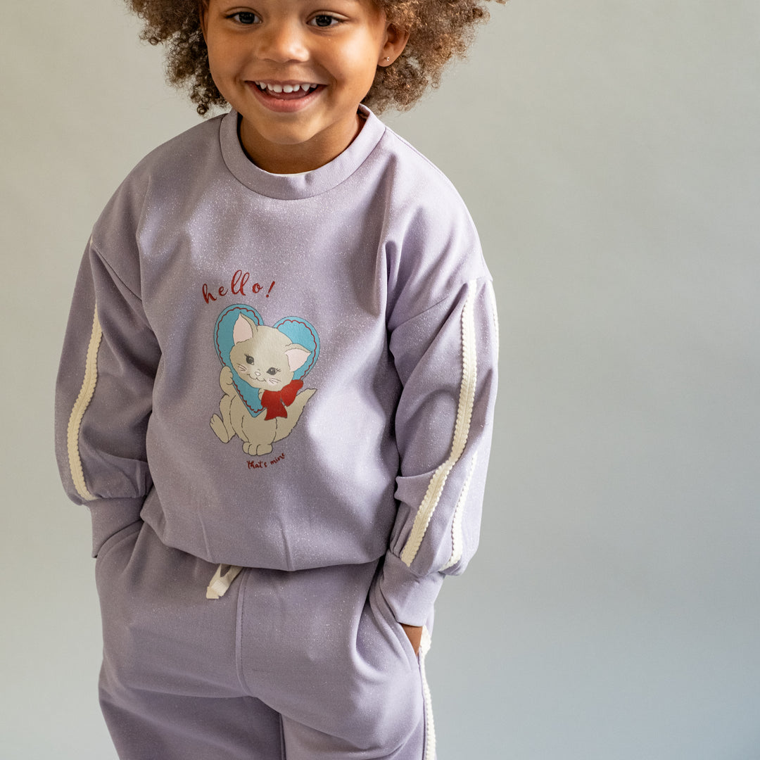 Luanna sweatshirt, Purple Glitter