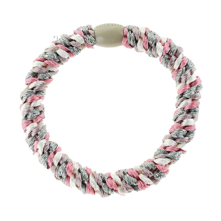 Flættað hárelastikk, Silver/Rose