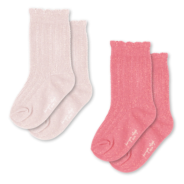Glitter sokkar, 2 pør, Rose