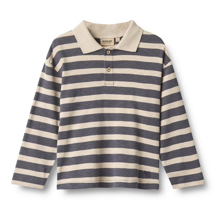 Fred polo blusa, Greyblue Stripe